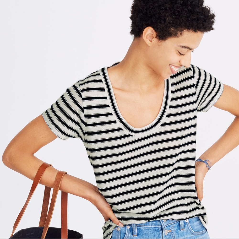 Madewell City Tee - Navy Blue & Cream Stripes